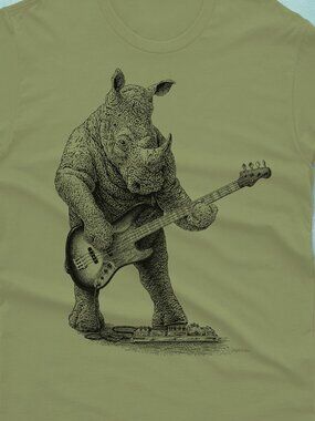 Rhino Playing Bass Shirt – Musician Graphic Tee